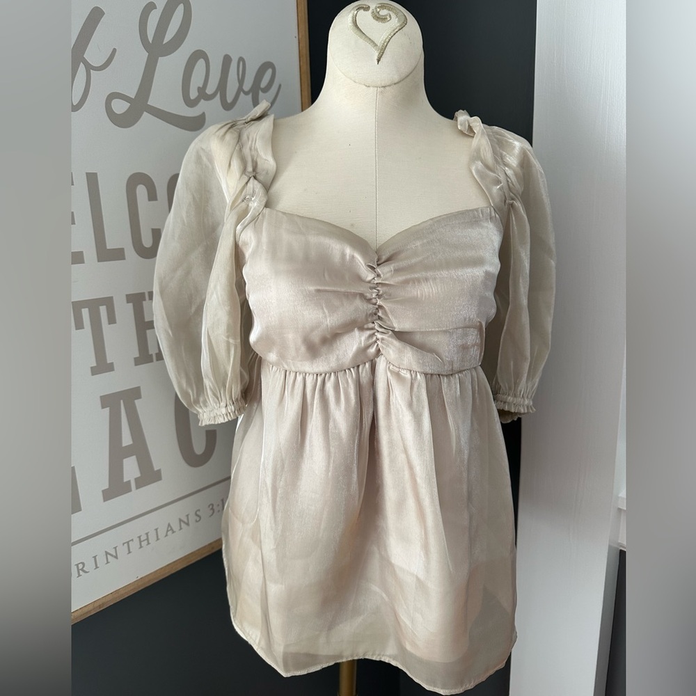 Princess style metallic babydoll top